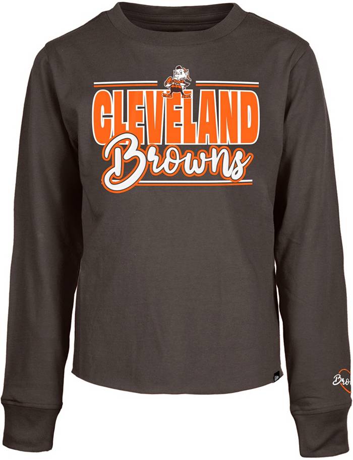 New Era Little Kids' Cleveland Browns Script Brown Long Sleeve T-Shirt