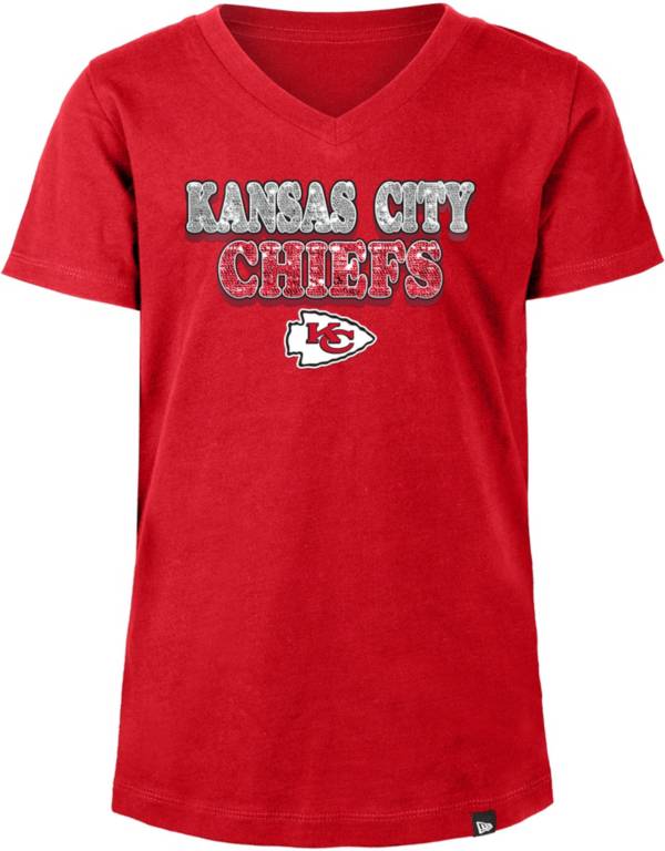 Kansas City Chiefs New Era Women's Glitter Gel T-Shirt - Red