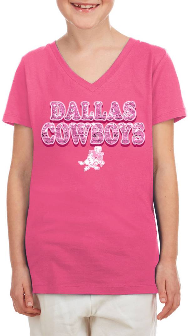 Dallas Cowboys Fanatics Branded Women's Blitz & Glam Lace-Up V-Neck Jersey  T-Shirt - Navy/White