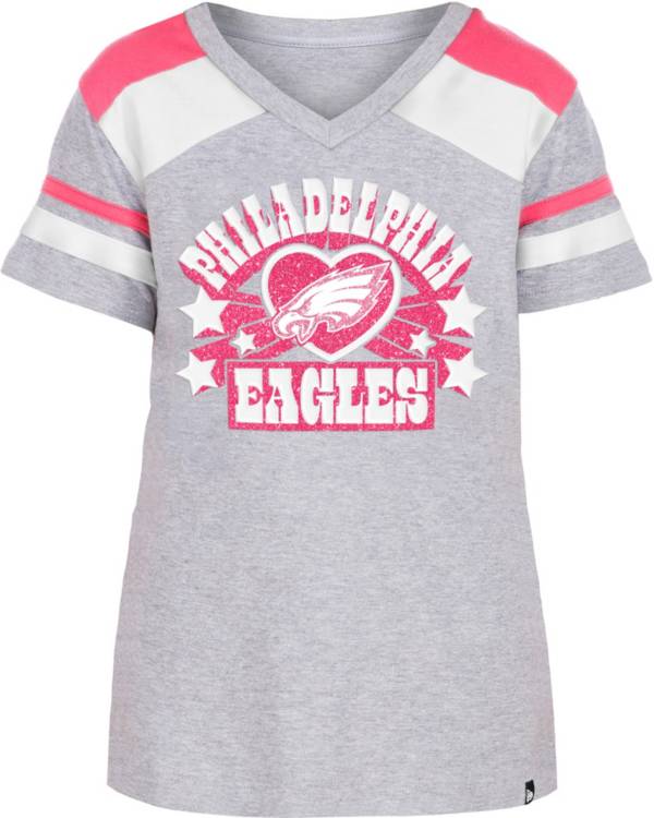 Girls Youth New Era Philadelphia Eagles Cotton Candy Tie-Dye V-Neck T-Shirt