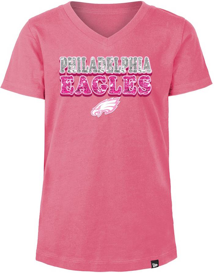 New Era Girls' Philadelphia Eagles Sequins Pink T-Shirt