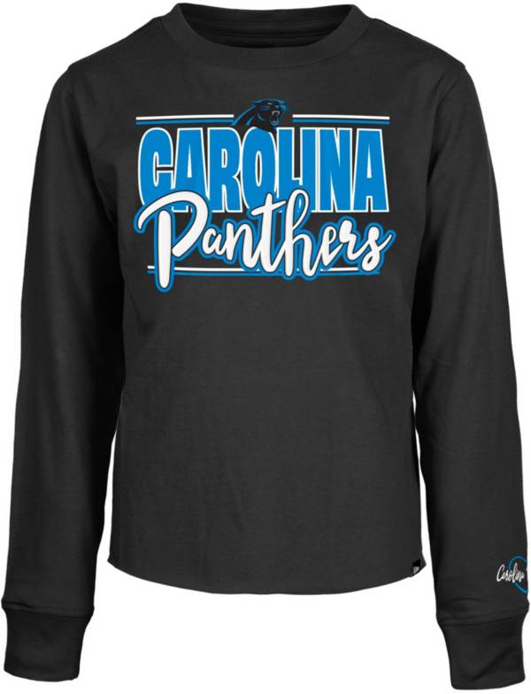 New Era Little Kids' Carolina Panthers Script Black Long Sleeve T-Shirt product image