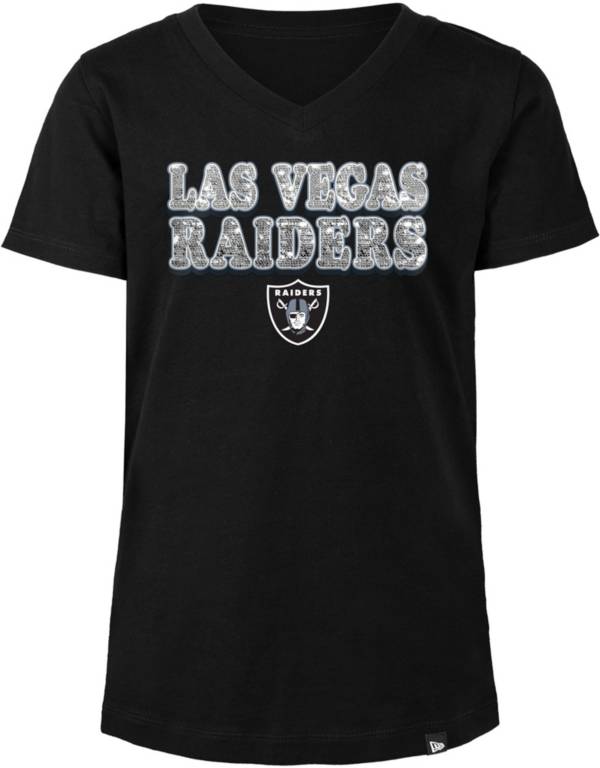 New Era Girls' Las Vegas Raiders Sequins Black T-Shirt
