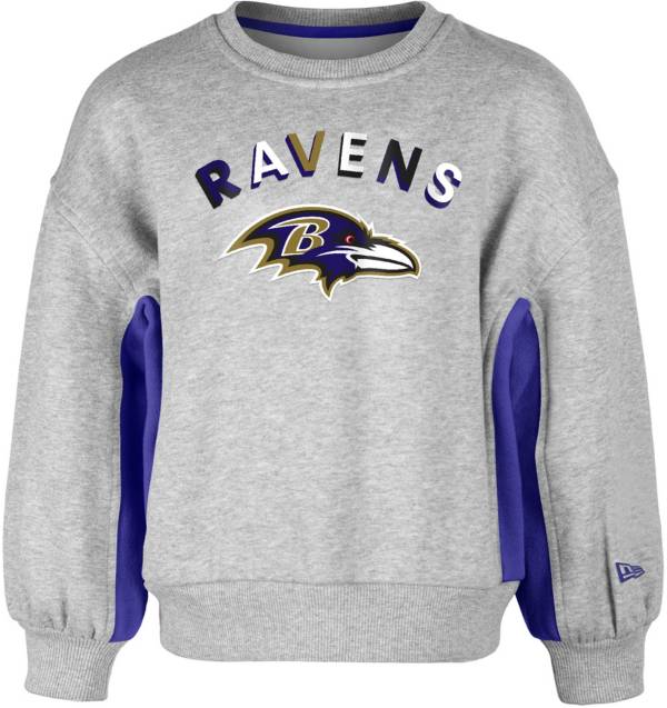 New Era Little Kids' Baltimore Ravens Balloon Grey Crew Sweatshirt