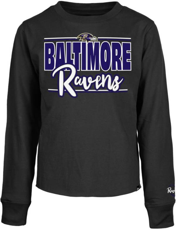 Baltimore Ravens New Era Girls Youth Tie Front T-Shirt - Black