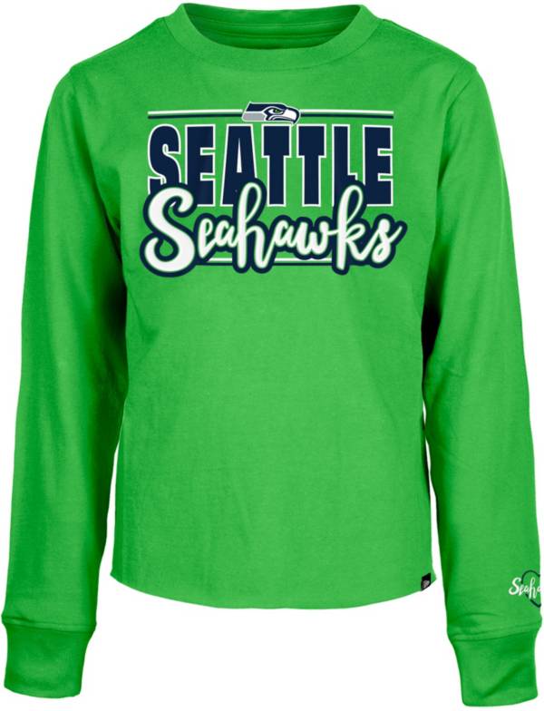 New Era Little Kids' Seattle Seahawks Script Green Long Sleeve T