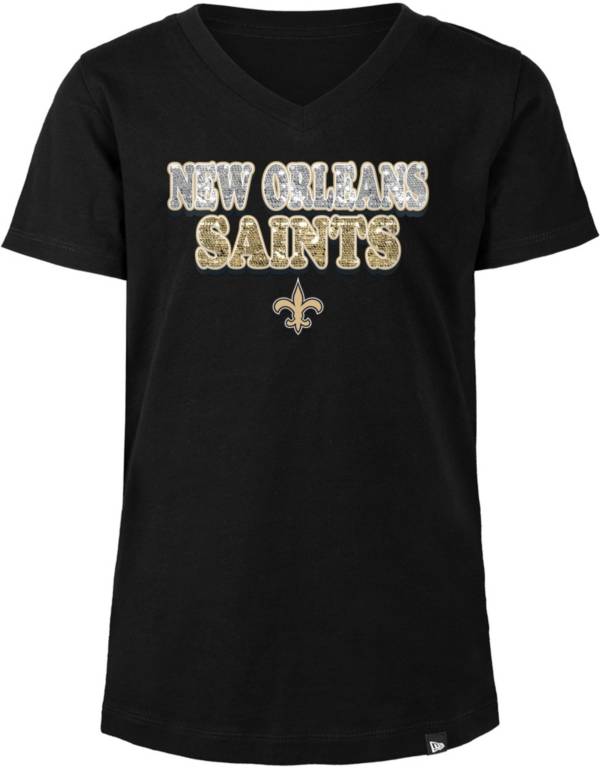 New Era Women's New Orleans Saints Space Dye Glitter Black T-Shirt