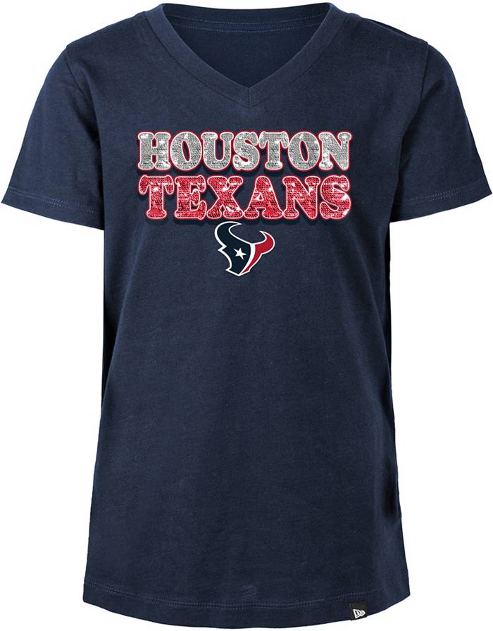 New Era Girls' Houston Texans Sequins Navy T-Shirt