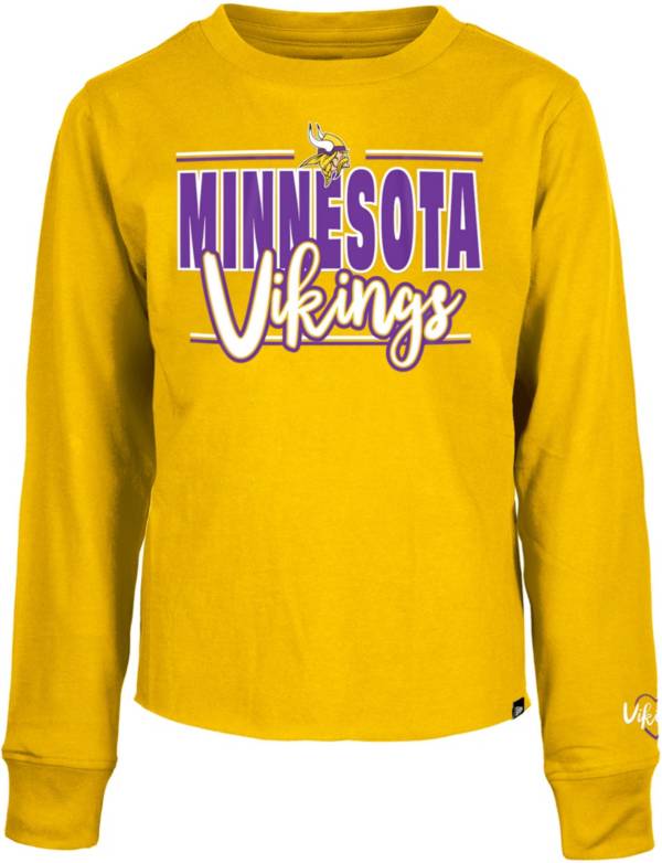 New Era Little Kids' Minnesota Vikings Script Gold Long Sleeve T