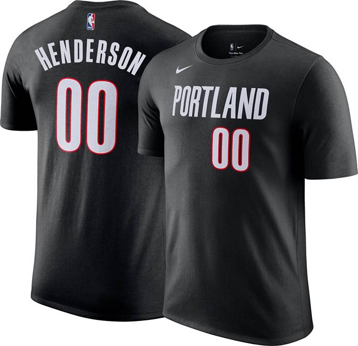 Nike Adult Portland Trail Blazers Scoot Henderson #00 Icon T-Shirt, Men's, Medium, Black