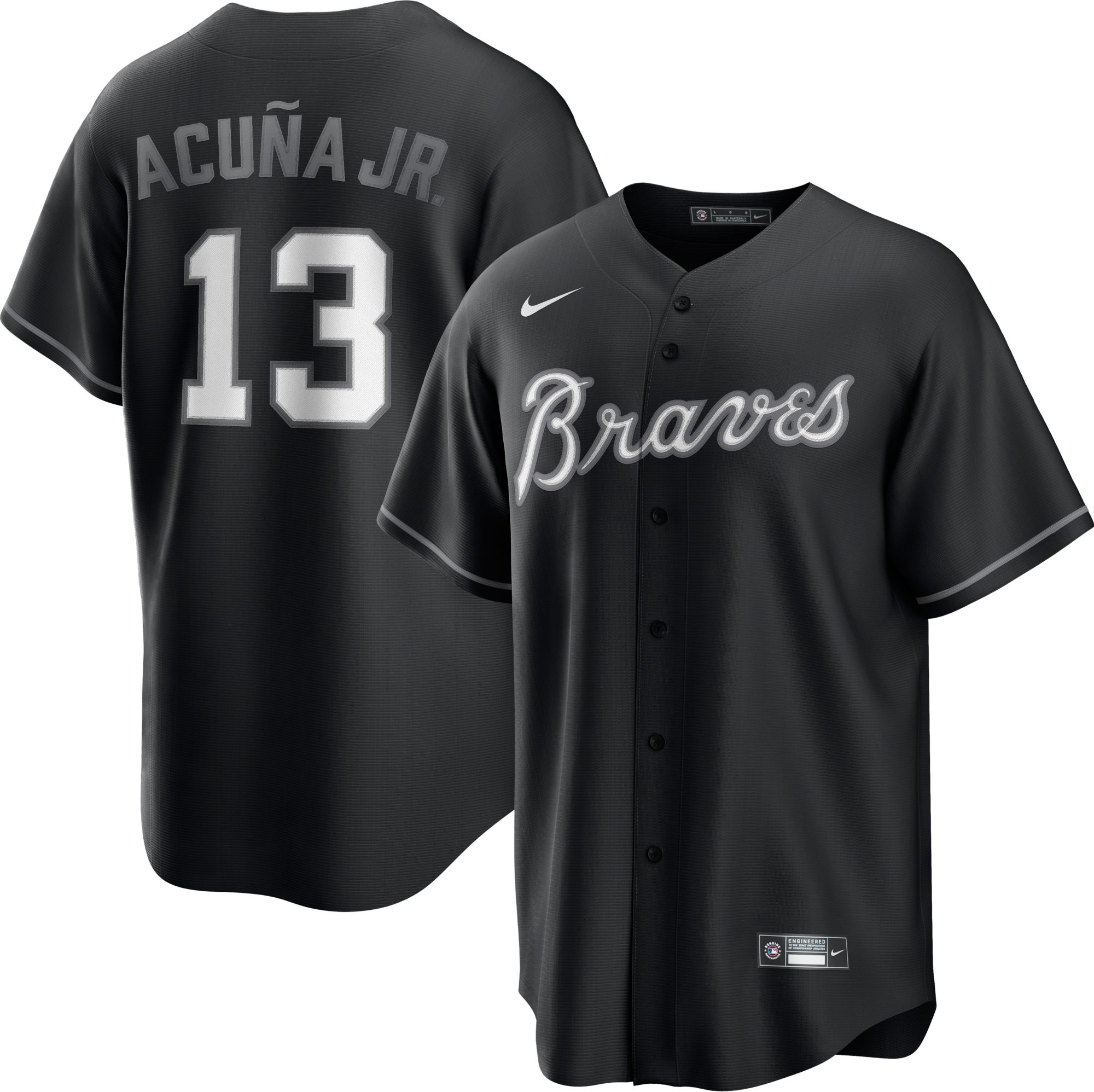 Nike Men's Atlanta Braves Ronald Acuña Jr. Black Cool Base Jersey product image