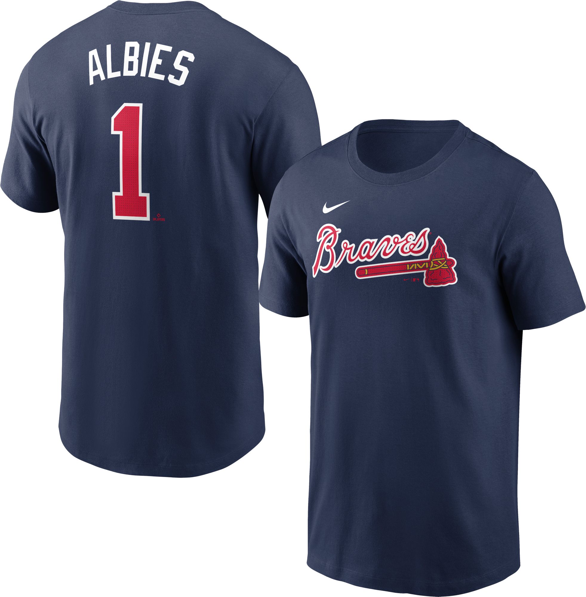Nike Men's Atlanta Braves Ozzie Albies #1 Navy T-Shirt product image