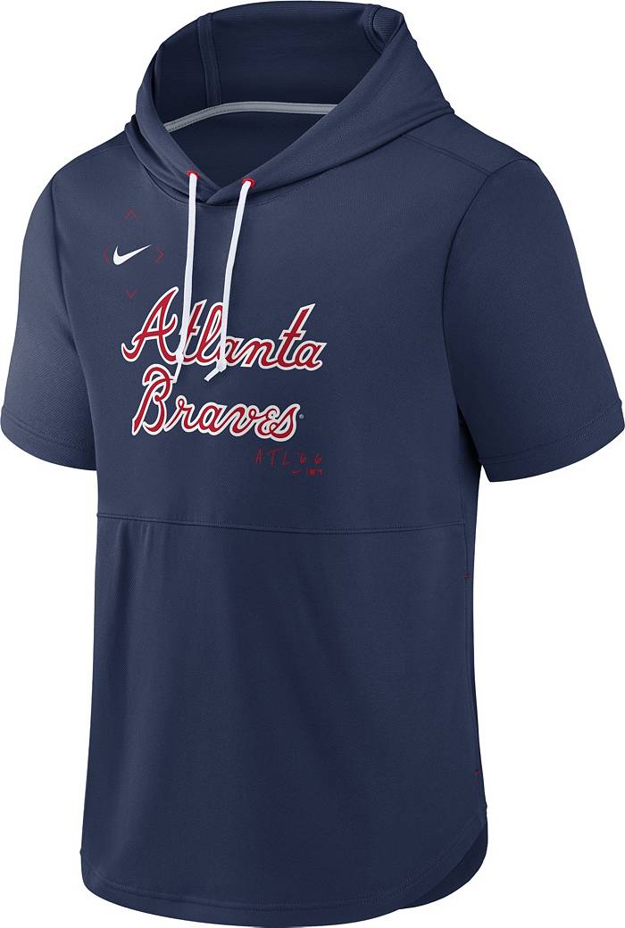 Nike Men's Atlanta Braves Navy Springer Short Sleeve Hoodie