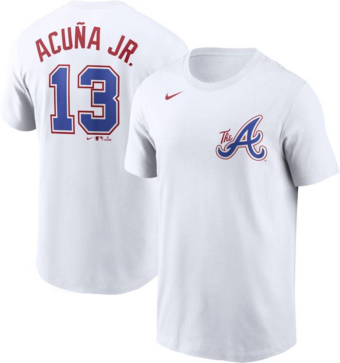 Nike Men's Replica Atlanta Braves Acuna Jr. #13 White Cool Base