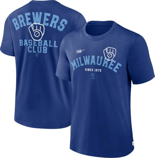 Cooperstown Milwaukee Brewers Jersey form fit Shirt Blue, Women's  Small