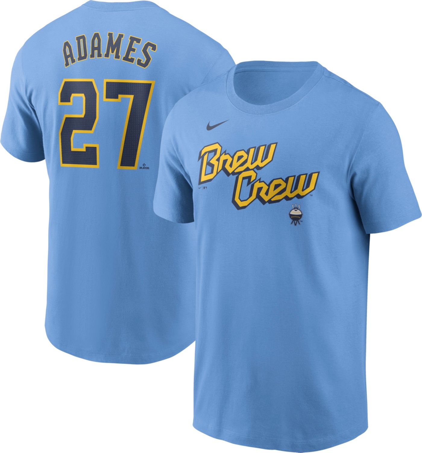 Nike Men s Milwaukee Brewers Willy Adames 27 Blue T Shirt Dick s Sporting Goods