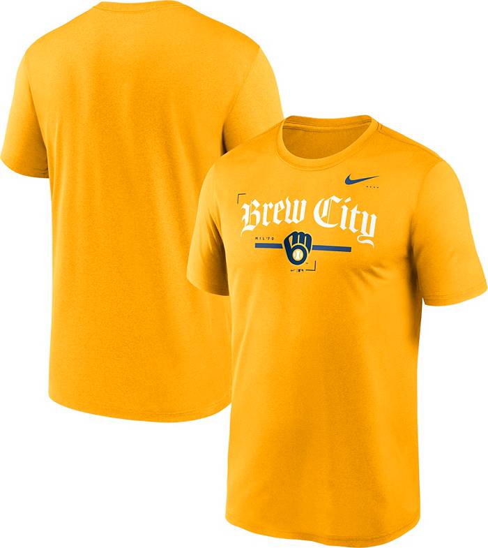 Dick's Sporting Goods Nike Men's Milwaukee Brewers Yellow Legend T-Shirt