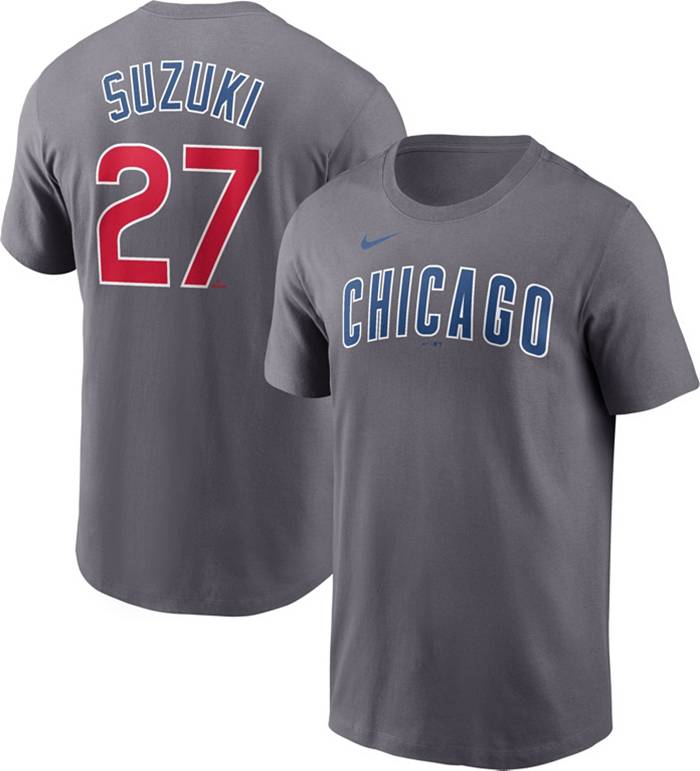 Nike Men's Chicago Cubs Seiya Suzuki #27 Gray T-Shirt