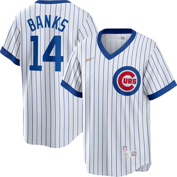 Nike Men's Chicago Cubs Cooperstown Ernie Banks #14 White Cool