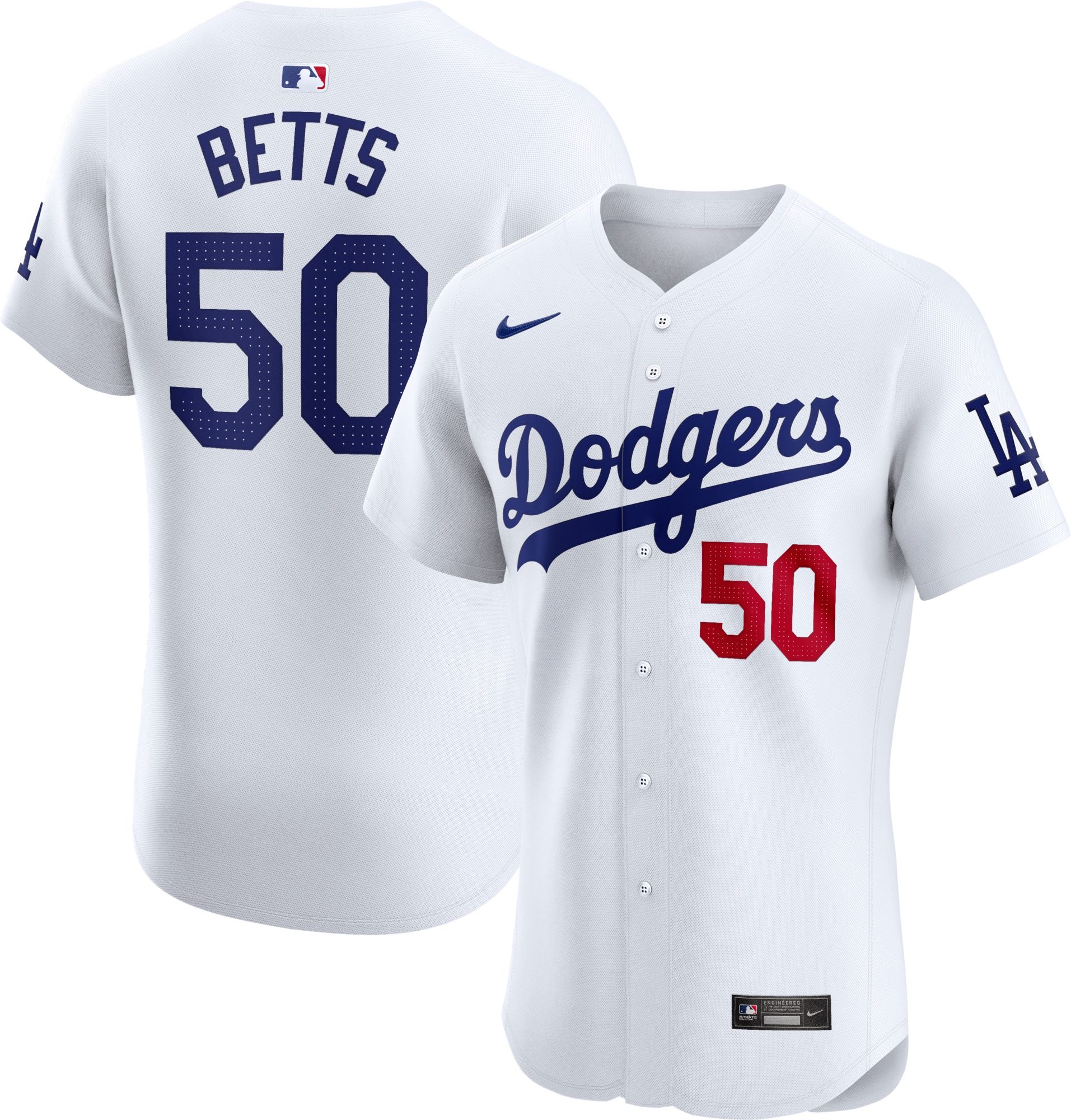 Nike Men's Los Angeles Dodgers Mookie Betts #50 White Home Elite Jersey product image