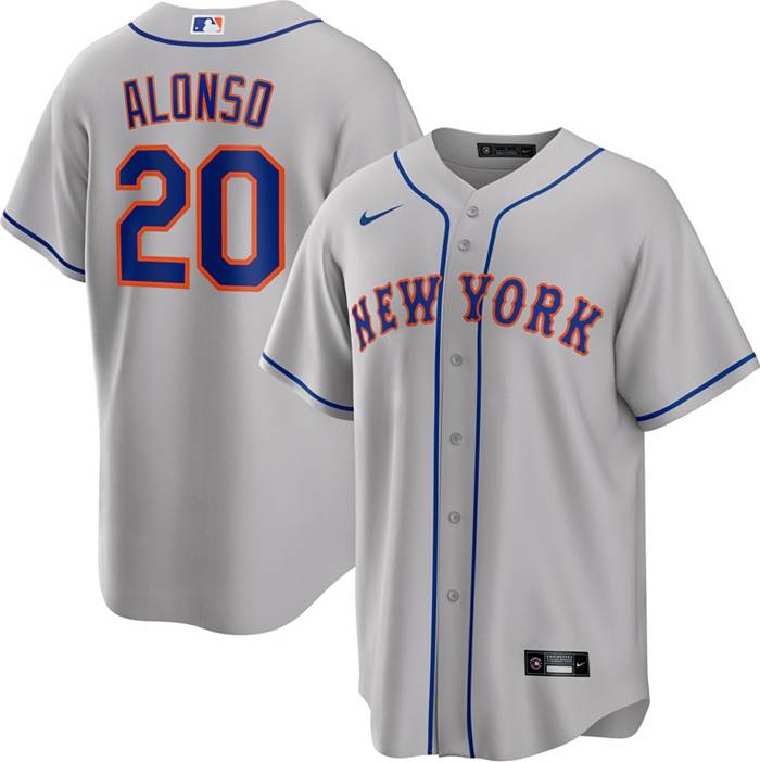 Nike Men's New York Mets Pete Alonso #20 Gray Cool Base Road