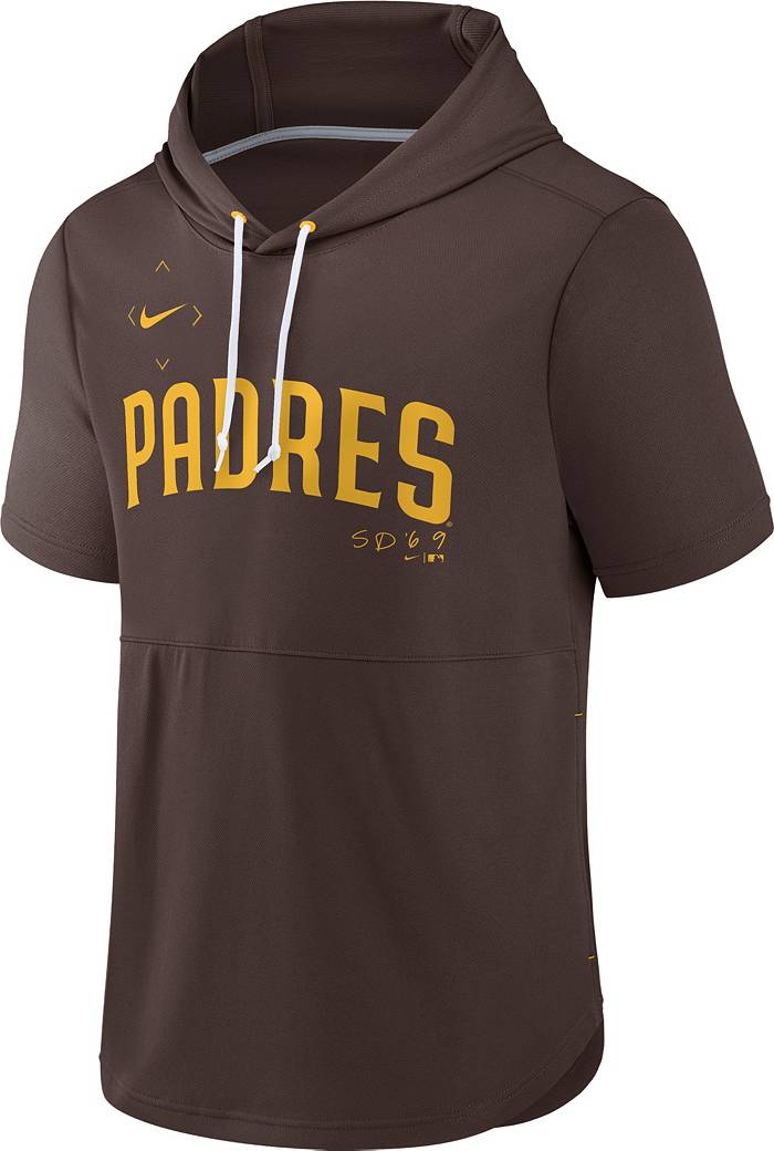 Nike Men's San Diego Padres Brown Springer Short Sleeve Hoodie