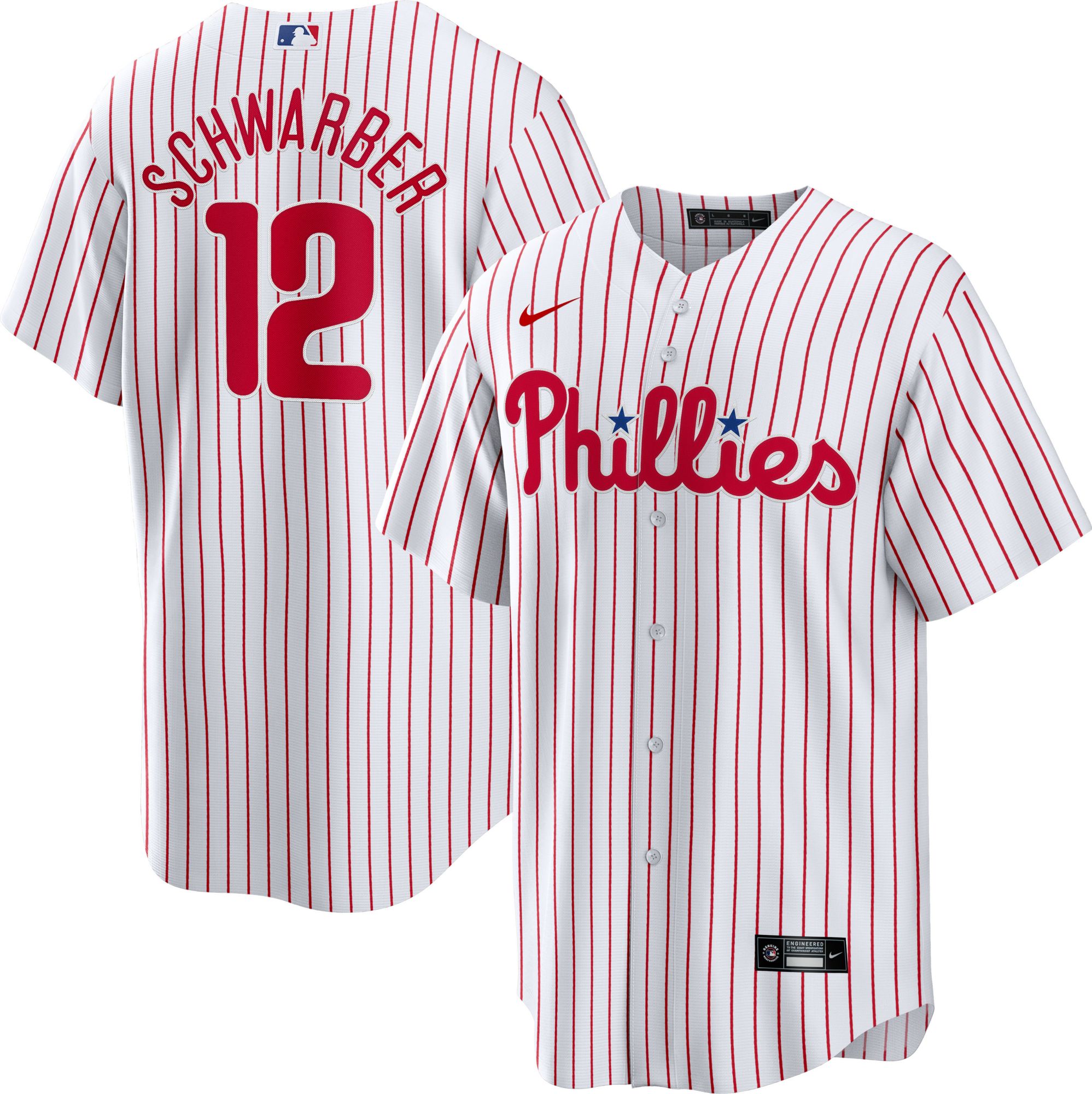 Nike Men's Philadelphia Phillies Kyle Schwarber #12 White Cool Base Home Jersey product image