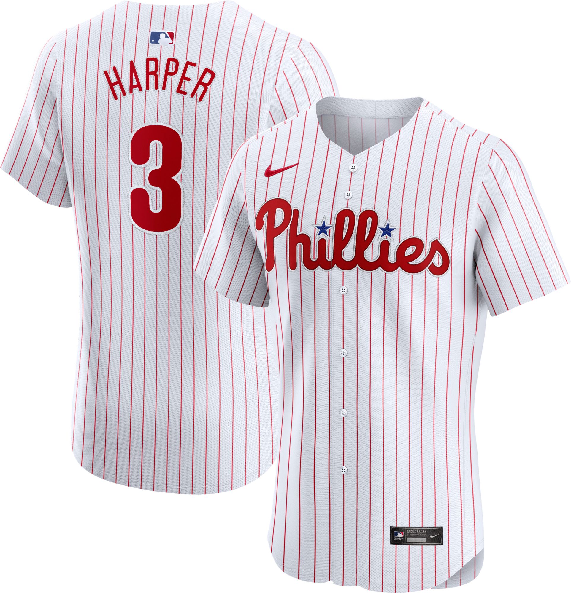 Nike Men's Philadelphia Phillies Bryce Harper #3 White Home Elite Jersey product image