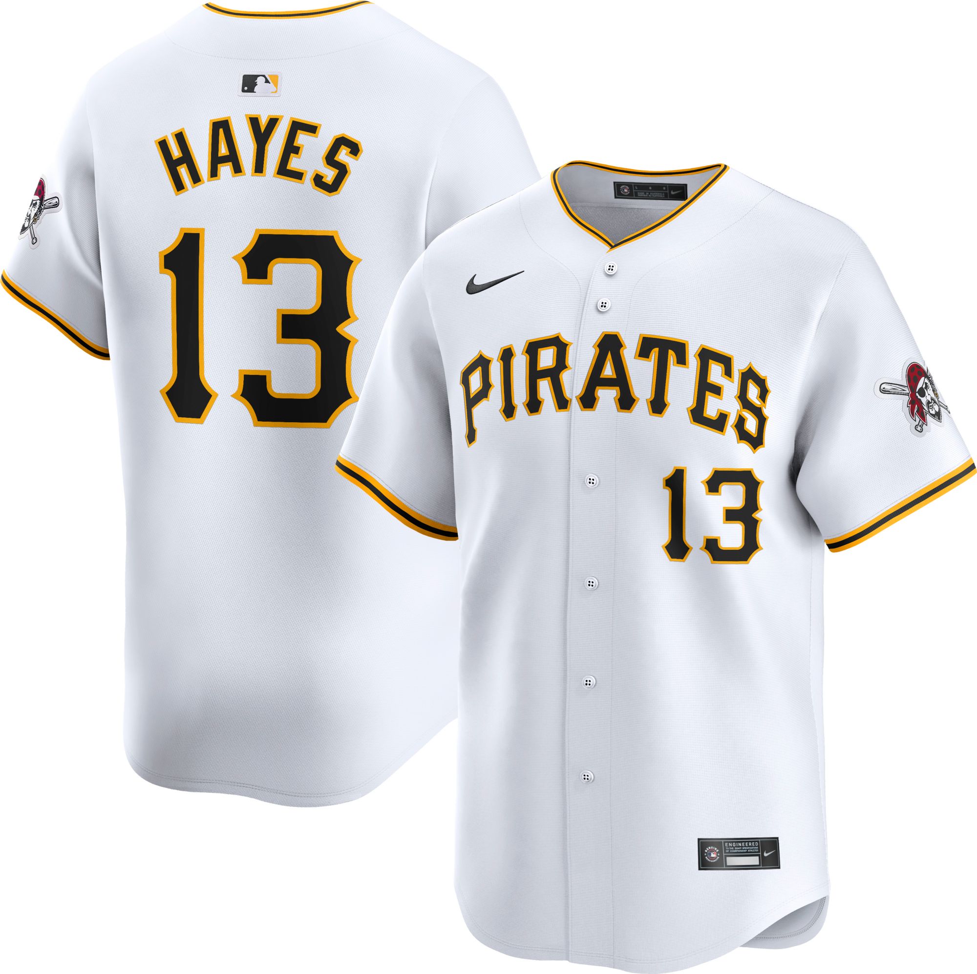Nike Men's Pittsburgh Pirates Ke'Bryan Hayes #13 White Limited Vapor Jersey product image