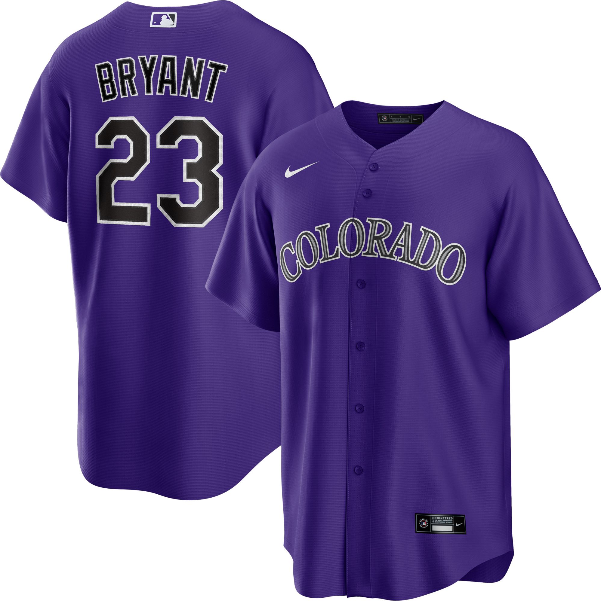 Nike Men's Colorado Rockies Kris Bryant #23 Purple Cool Base Alternate 4 Jersey product image
