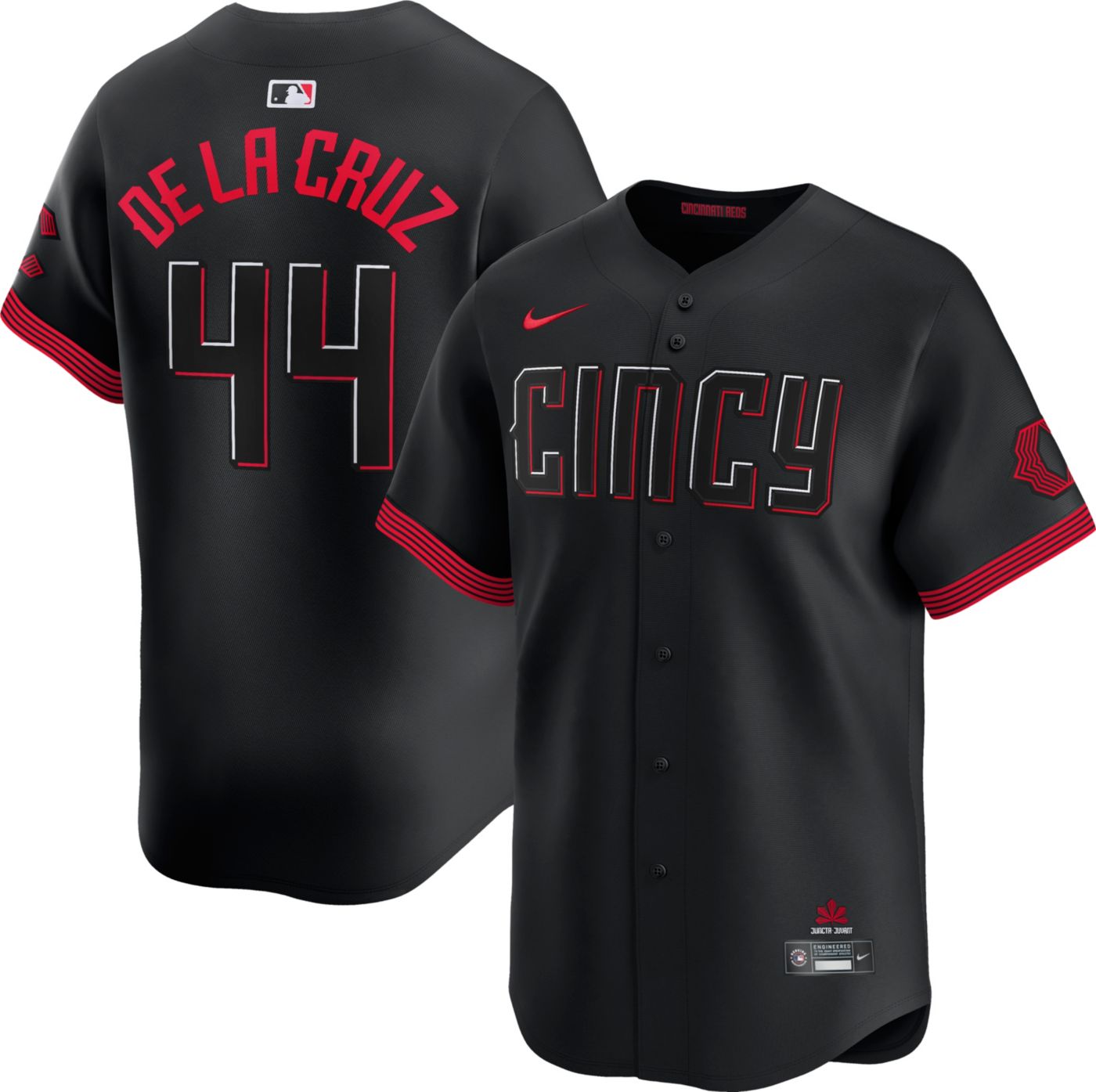 Men's Cincinnati Reds De La Cruz Black 2023 store City Connect Player Jersey XXL