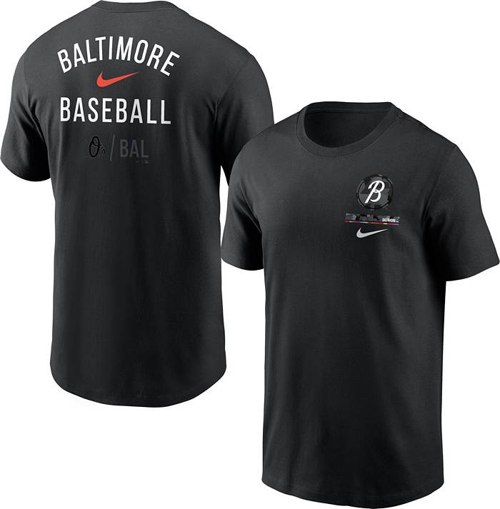 Women's Nike Black Baltimore Orioles Wordmark Colorblock V-Neck T-Shirt