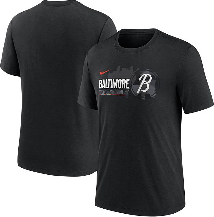 Men's Nike Heathered Charcoal Baltimore Orioles Tri-Blend 3/4