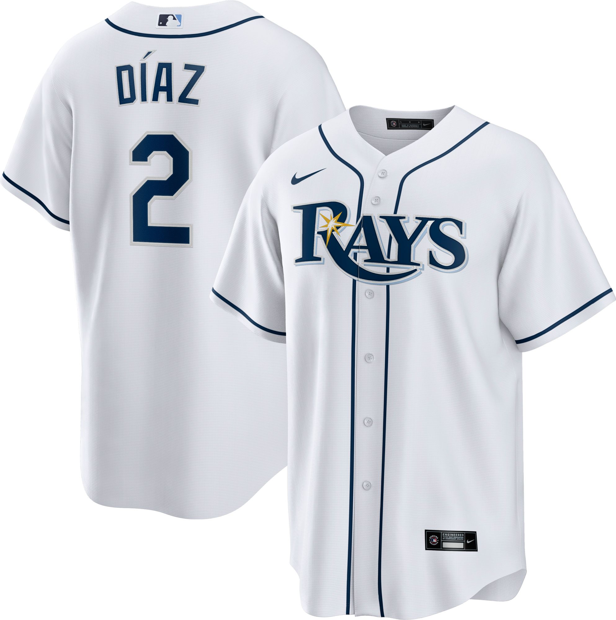 Nike Men's Tampa Bay Rays Yandy Díaz #2 White Cool Base Jersey