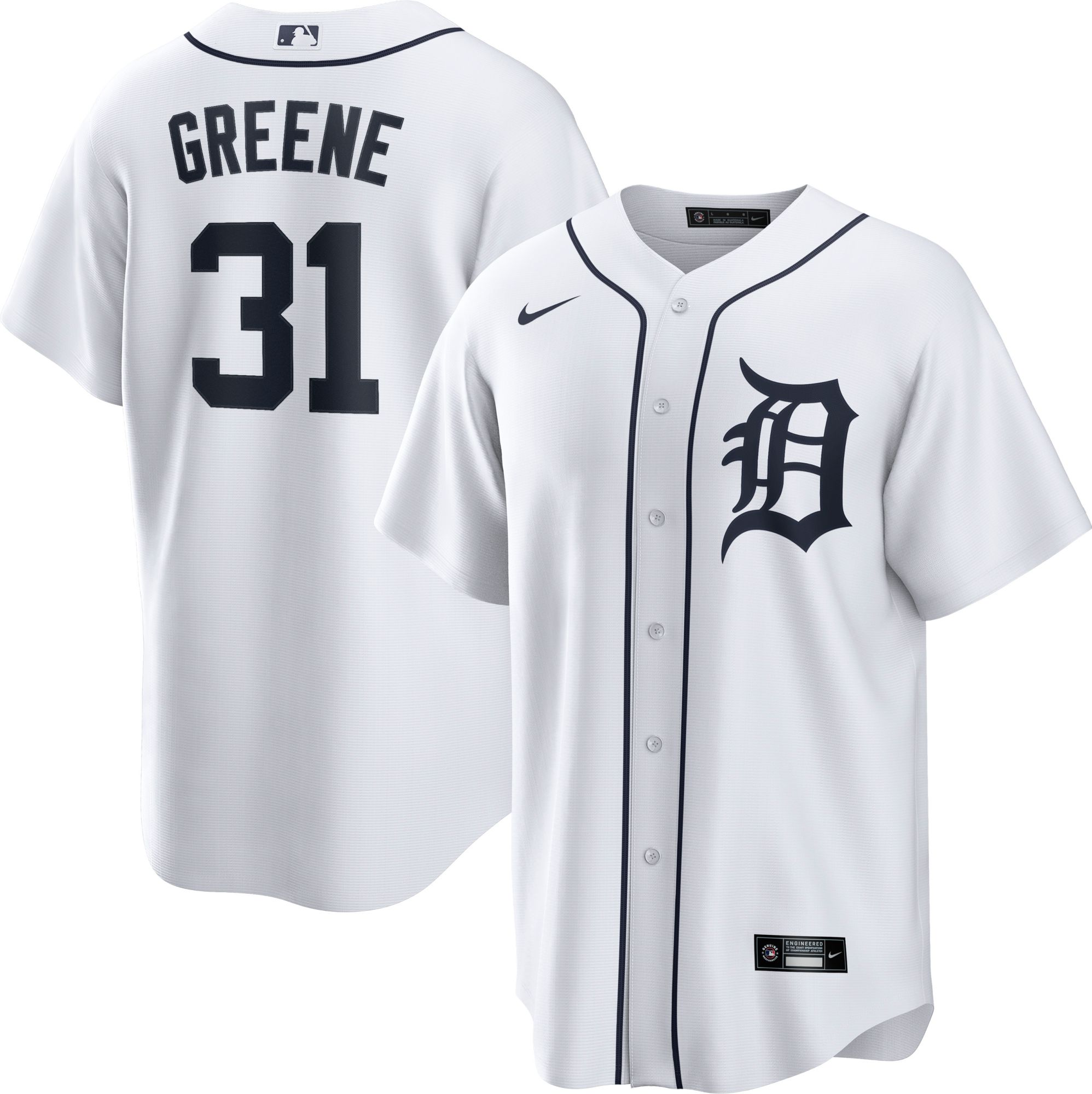 Nike Men's Detroit Tigers Riley Greene #31 White Home Cool Base Jersey product image
