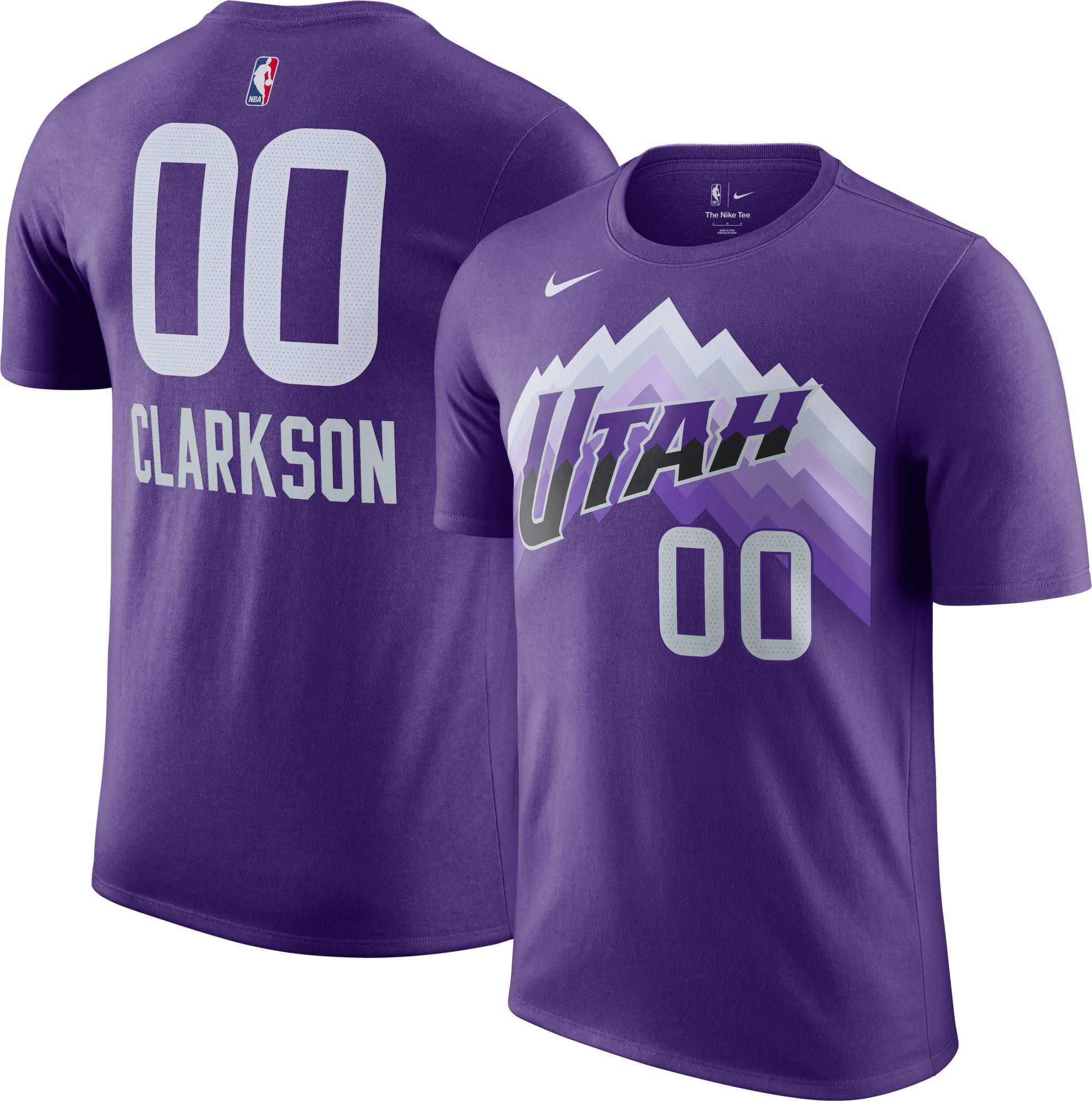 Nike Men's 2023-24 City Edition Utah Jazz Jordan Clarkson #00 Purple T-Shirt