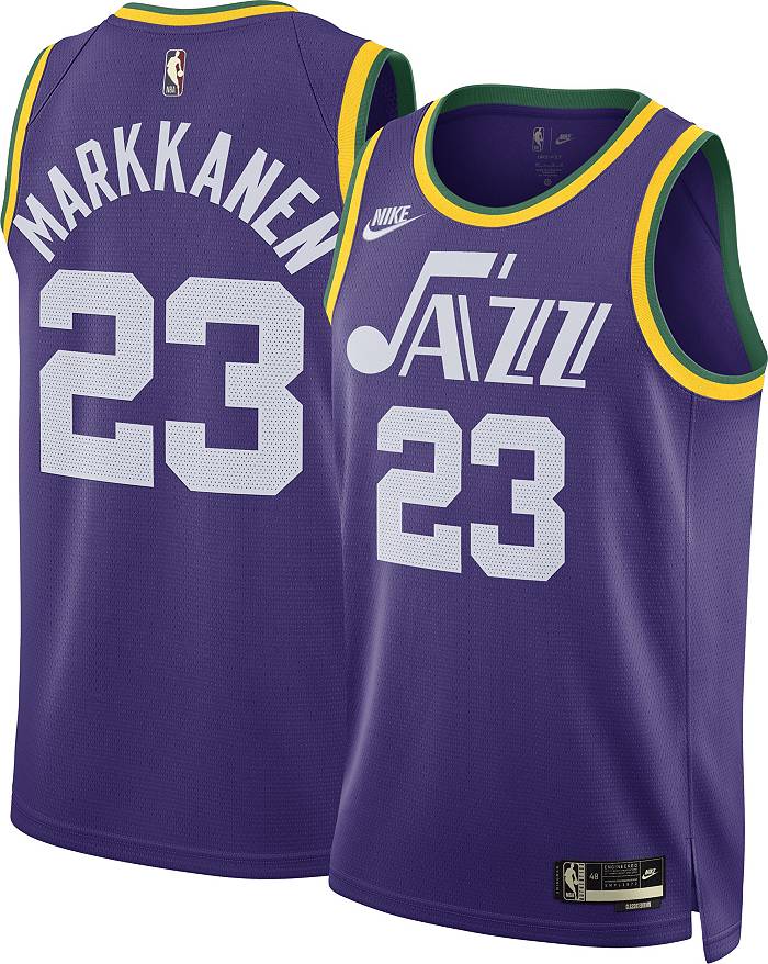 Nike Youth Utah Jazz Lauri Markkanen #23 Hardwood Classic T-Shirt, Boys', XL, Purple