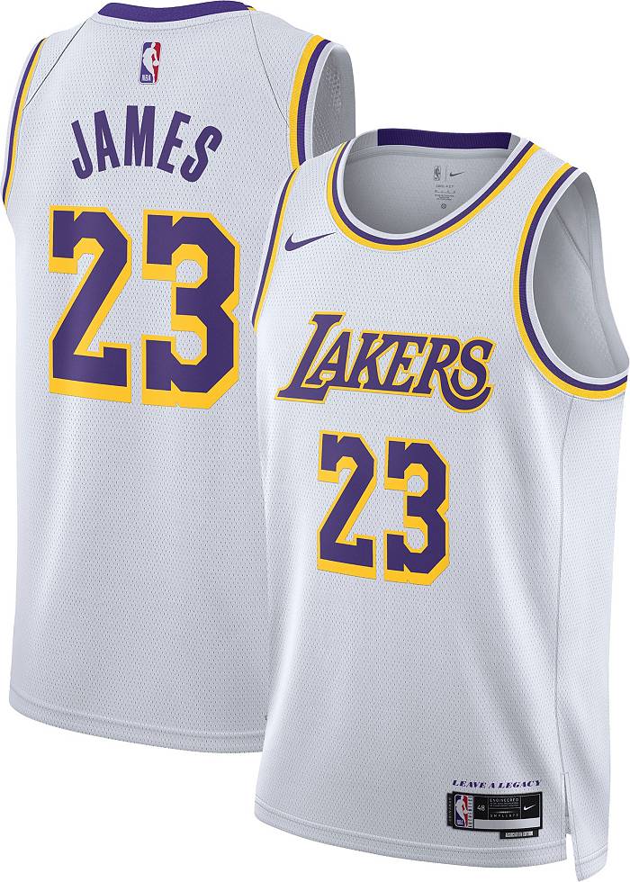Nike Men's Los Angeles Lakers Association Edition Dri-Fit NBA Swingman Jersey, White, Size: Small, Polyester