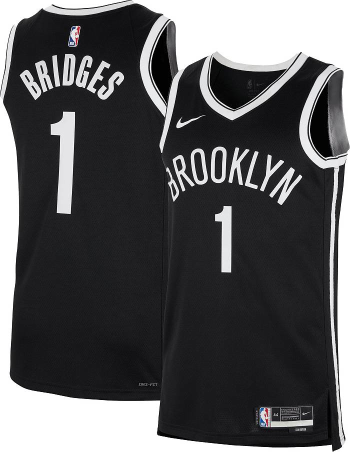 High Quality】Men's New Original NBA Brooklyn Nets #1 Mikal Bridges 2022-23  City Edition White Jersey Swingman Heat-pressed