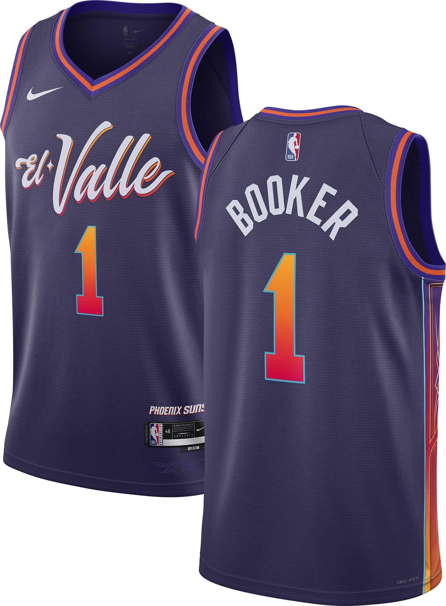 Nike Men's 2023-24 City Edition Phoenix Suns Devin Booker #1 Black Swingman Jersey