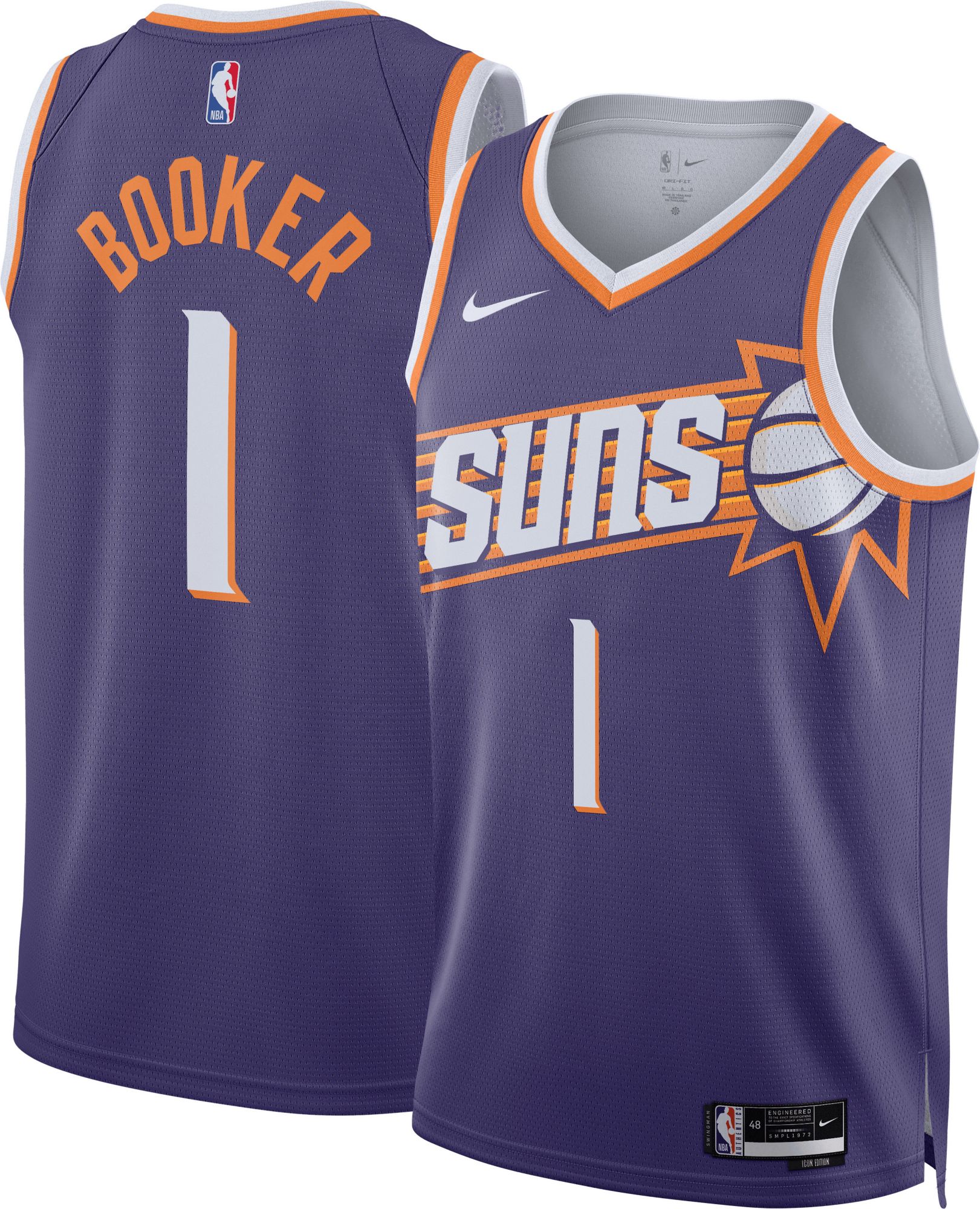 Nike Adult Phoenix Suns Devin Booker #1 Swingman Icon Jersey product image