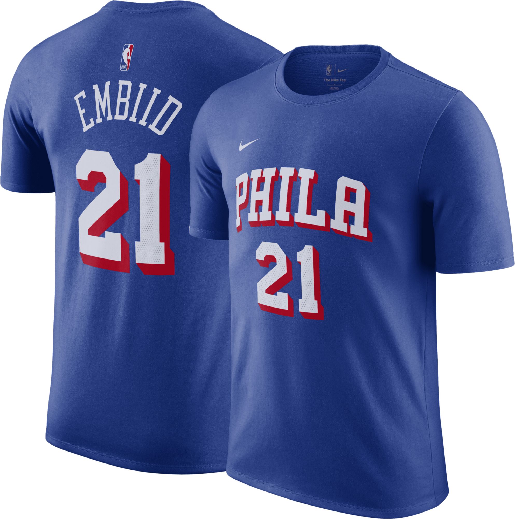 Nike Men's Philadelphia 76ers Joel Embiid #21 Blue T-Shirt product image