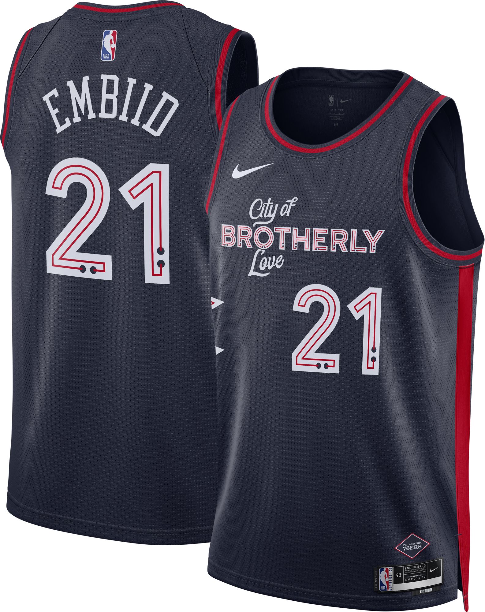 Nike Philadelphia 76ers No21 Joel Embiid Cream NBA Swingman City Edition Jersey
