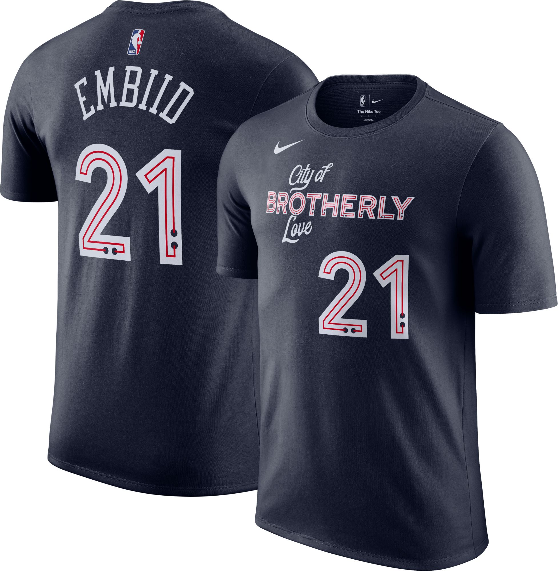 Nike Men's 2023-24 City Edition Philadelphia 76ers Joel Embiid #21 Navy ...