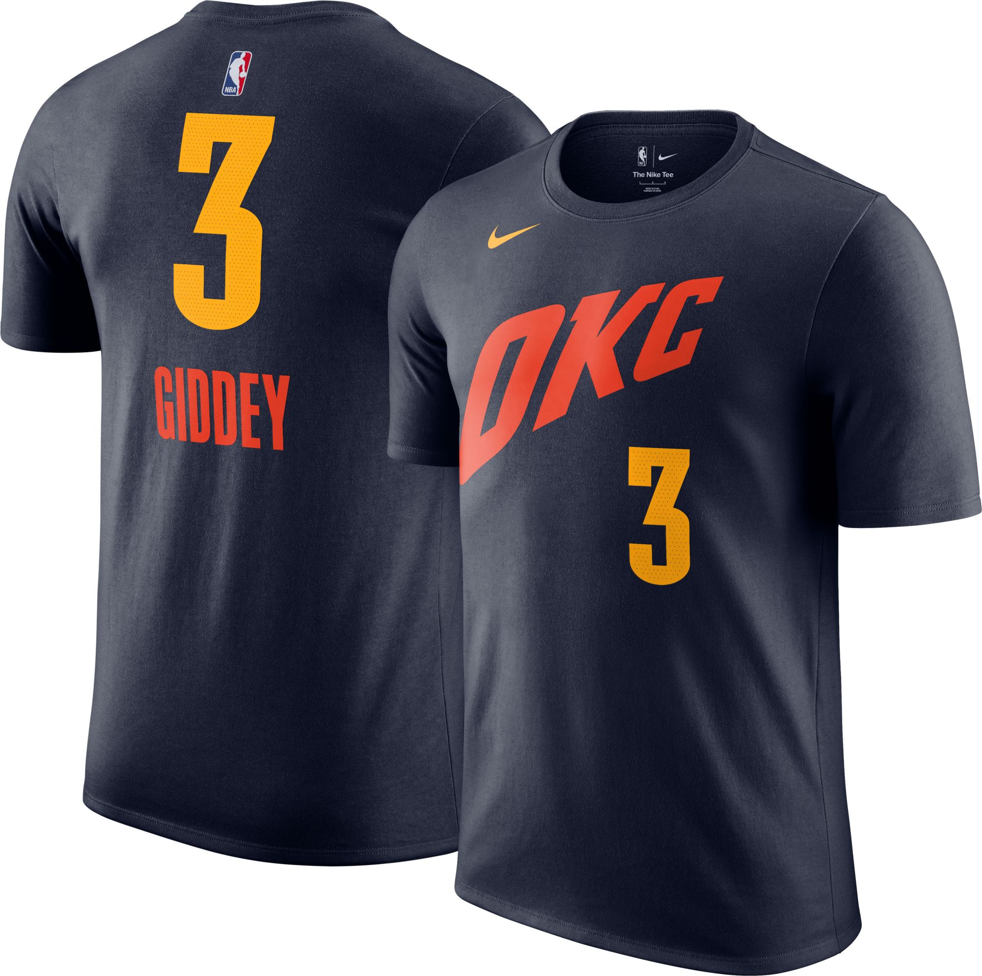 Nike Men's 2023-24 City Edition Oklahoma Thunder Josh Giddey #3 Navy T-Shirt