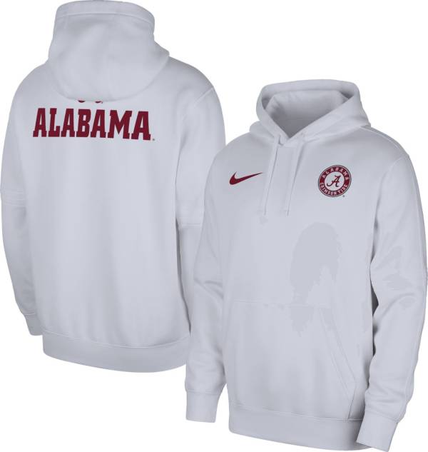 Nike Men s Alabama Crimson Tide White Football Team Issue Club Fleece Pullover Hoodie