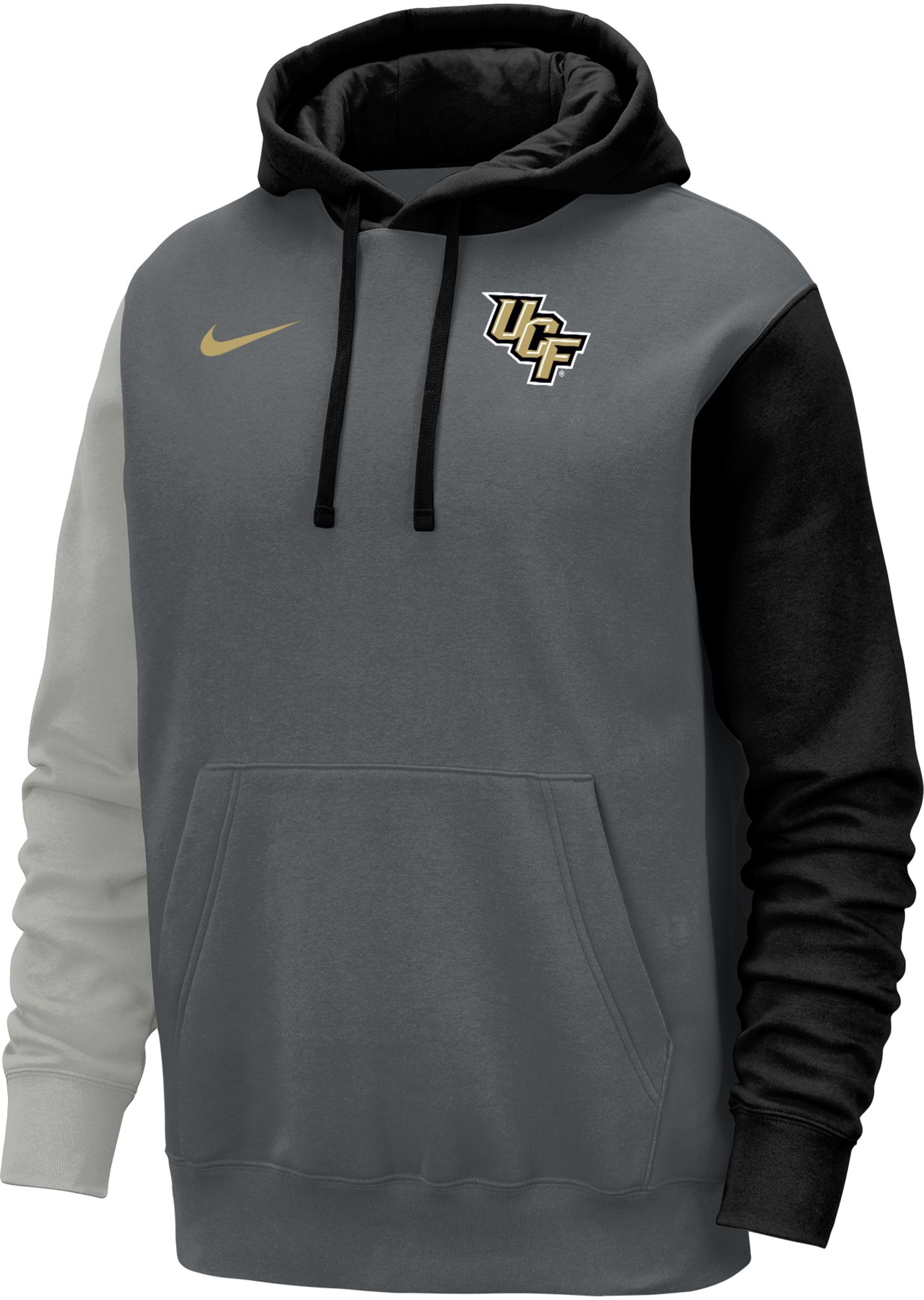 Nike Men's UCF Knights Colorblock Grey Club Fleece College Pullover Hoodie