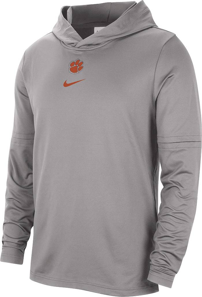 Men's Nike Gray Clemson Tigers Player Hoodie Long Sleeve Performance Top Size: Medium