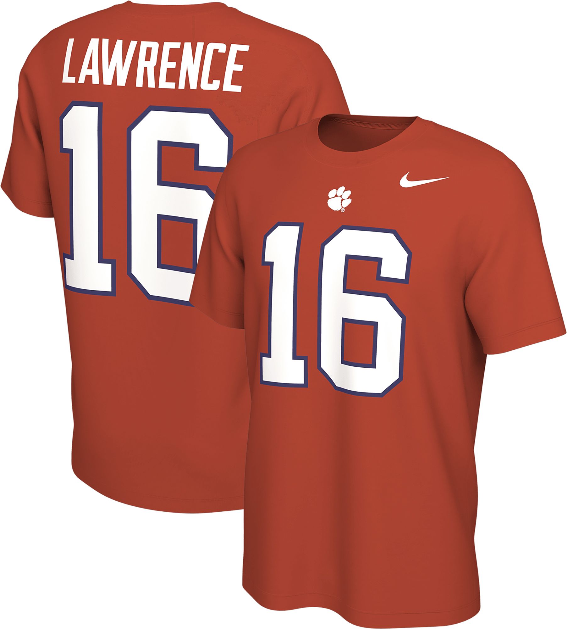 Nike Men's Clemson Tigers Trevor Lawrence #16 Orange Football Jersey T-Shirt