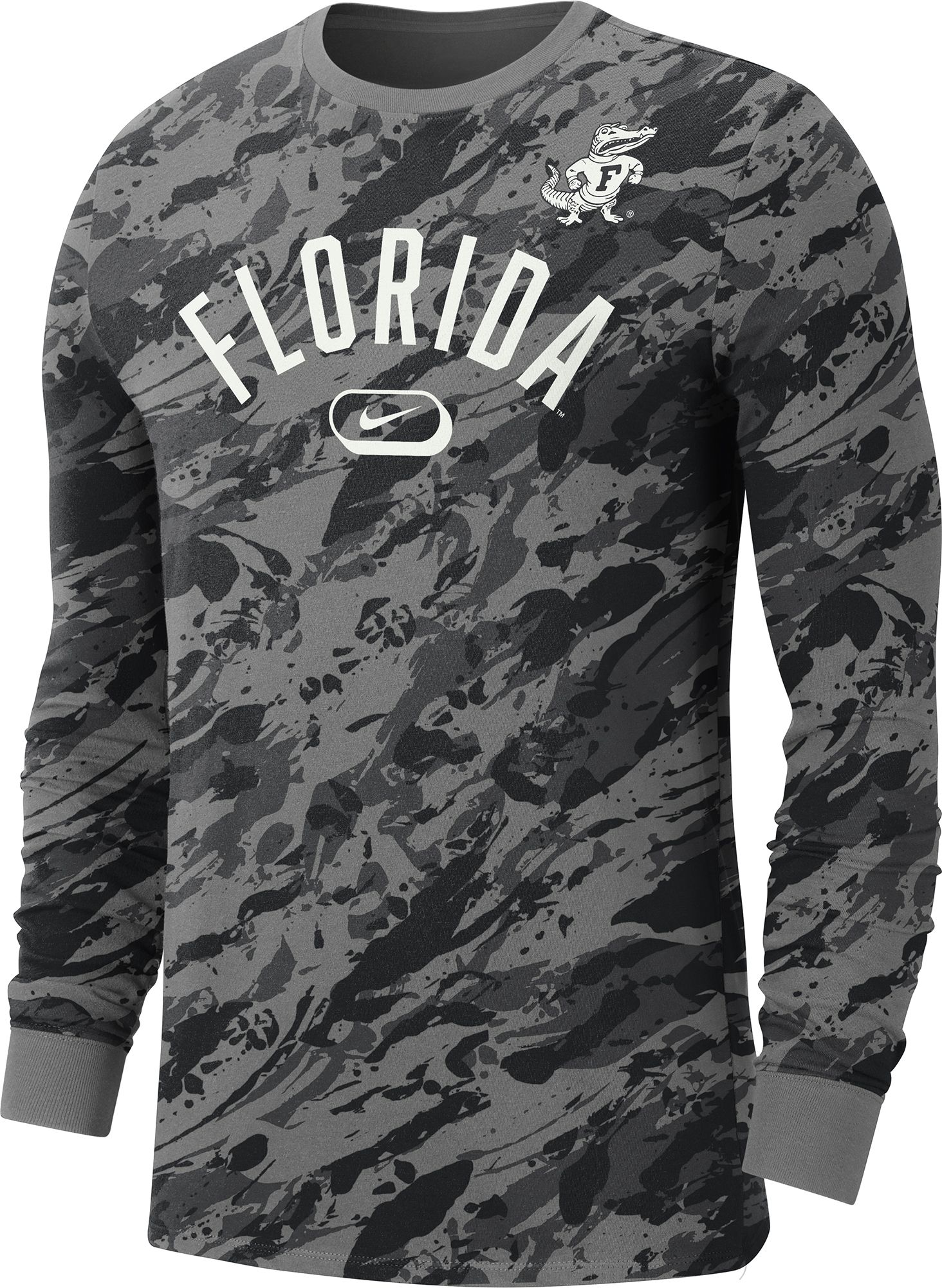 Nike Men's Florida Gators Grey All Over Print Long Sleeve T-Shirt